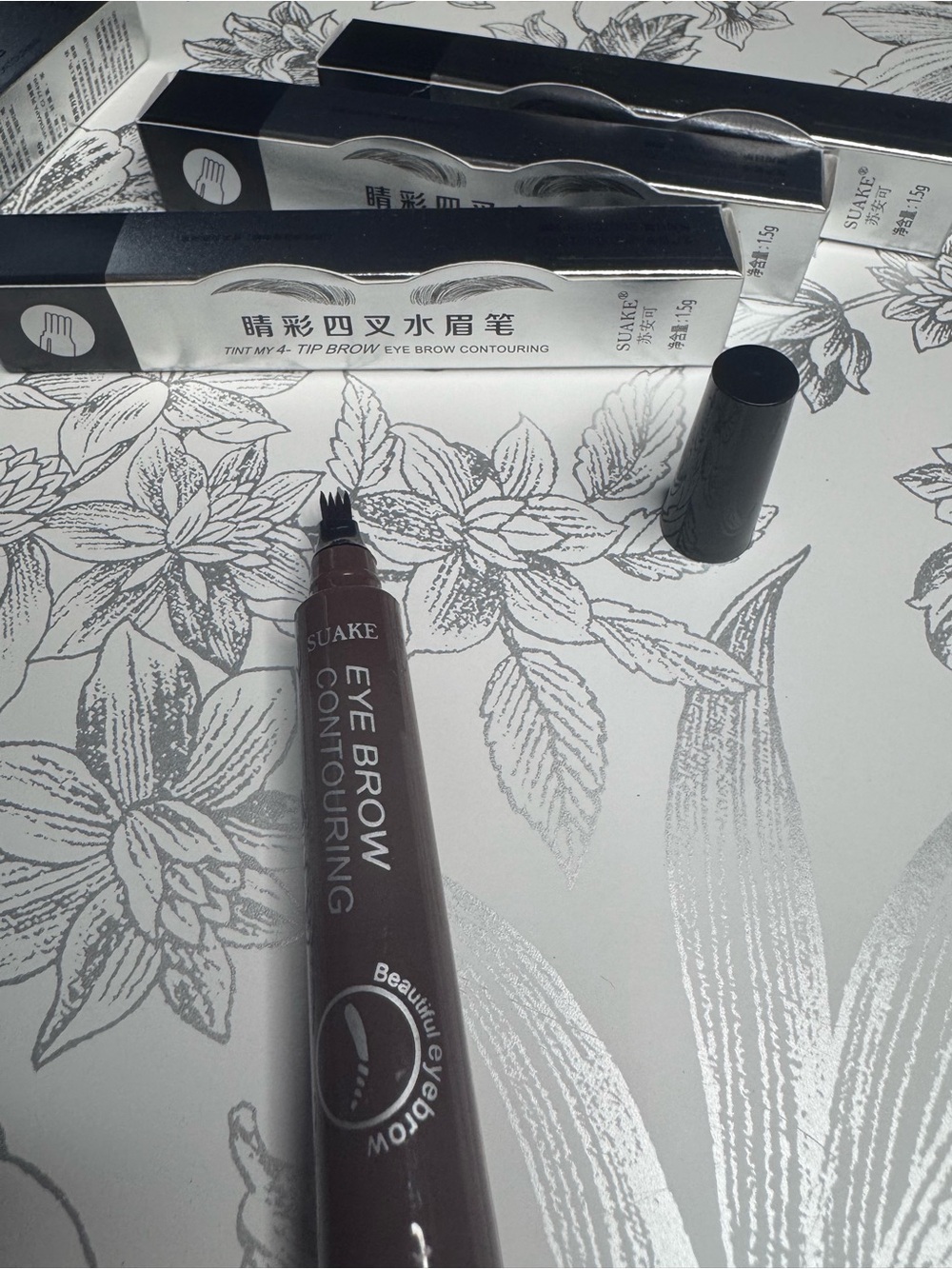 SUAKE 4-Tip Eyebrow Contouring Pen in Deep gray/brown new 2 pack!